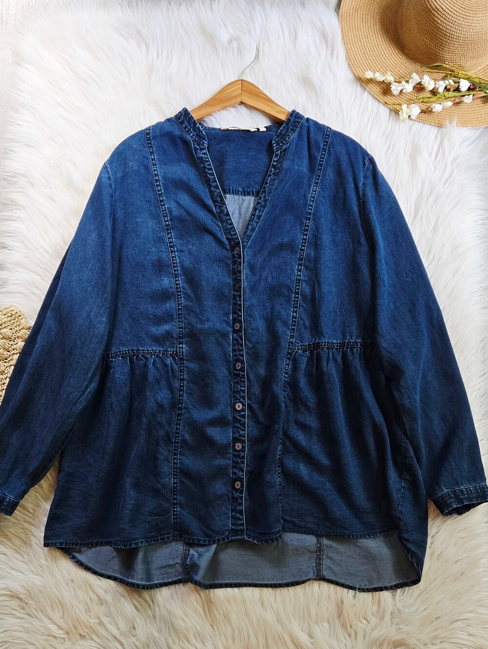Soft Surroundings Indigo Button-Front Denim Shirt